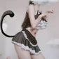 Ruffle Chiffon Kitty Cat Ears Bow Tank Top Lace Lingerie Set