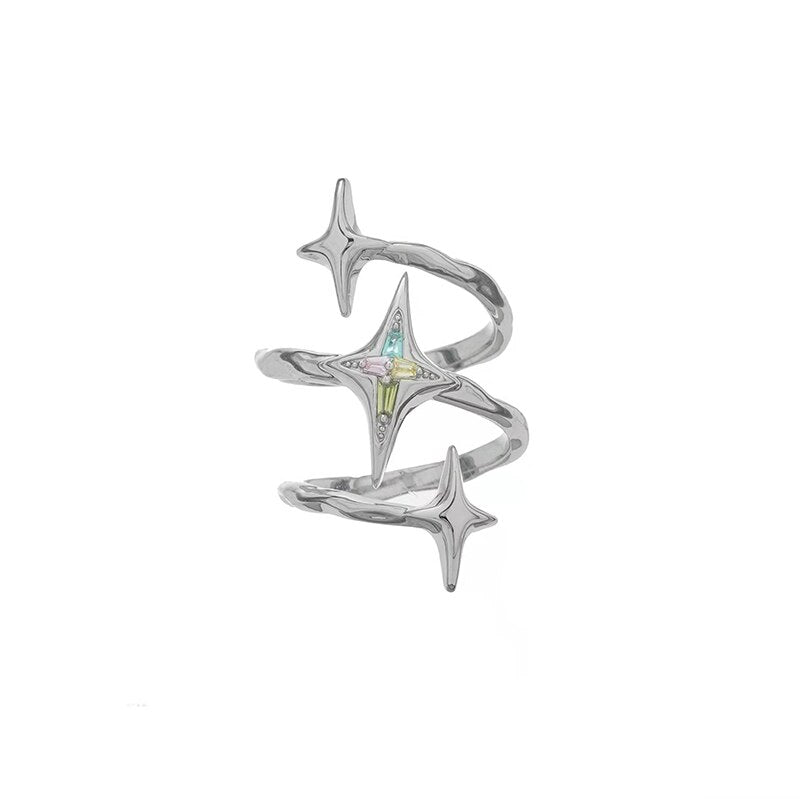 Hollow Zircon Star Rings