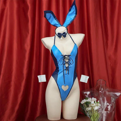 Cosplay Bunny Bow Tie Lace Up Jumpsuit Lingerie Set