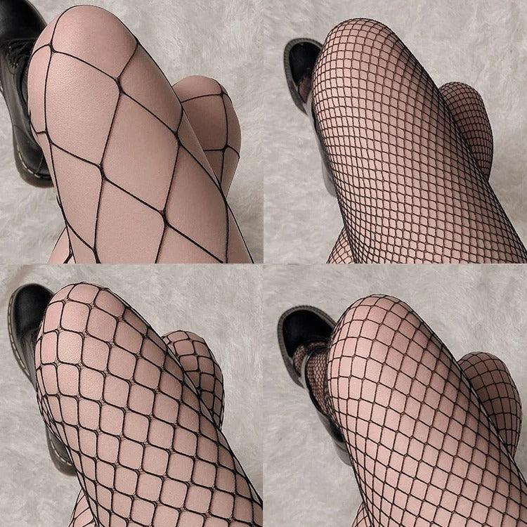 Hollow Out Black Over Knee Fishnet Stockings