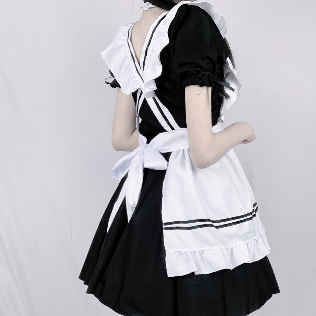 Lolita Maid Cosplay Bow Tie Ruffle Costume Dress