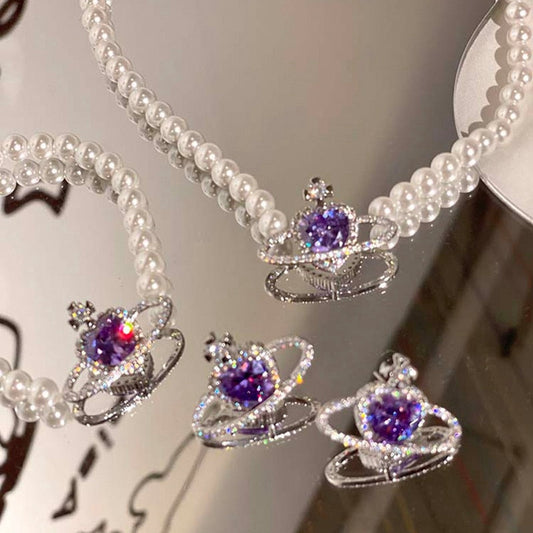 Rhinestone Cross Heart Crystal Earrings Necklaces