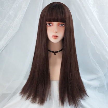 Cosplay Multi Color Long Straight Wig With Bangs