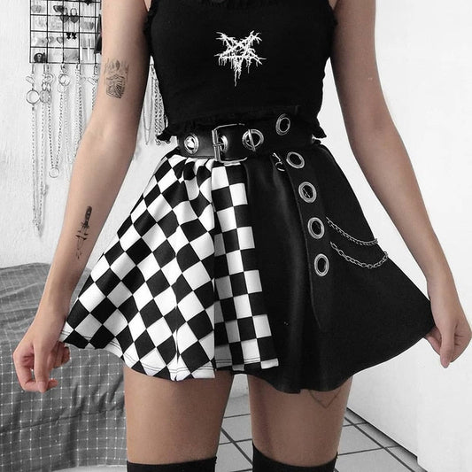 Y2k Dark Girl Plaid Gothic Skirt