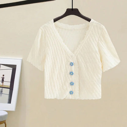 Vintage Blossom Button Shirt Letter Embroidery Denim Pants Two Piece Set