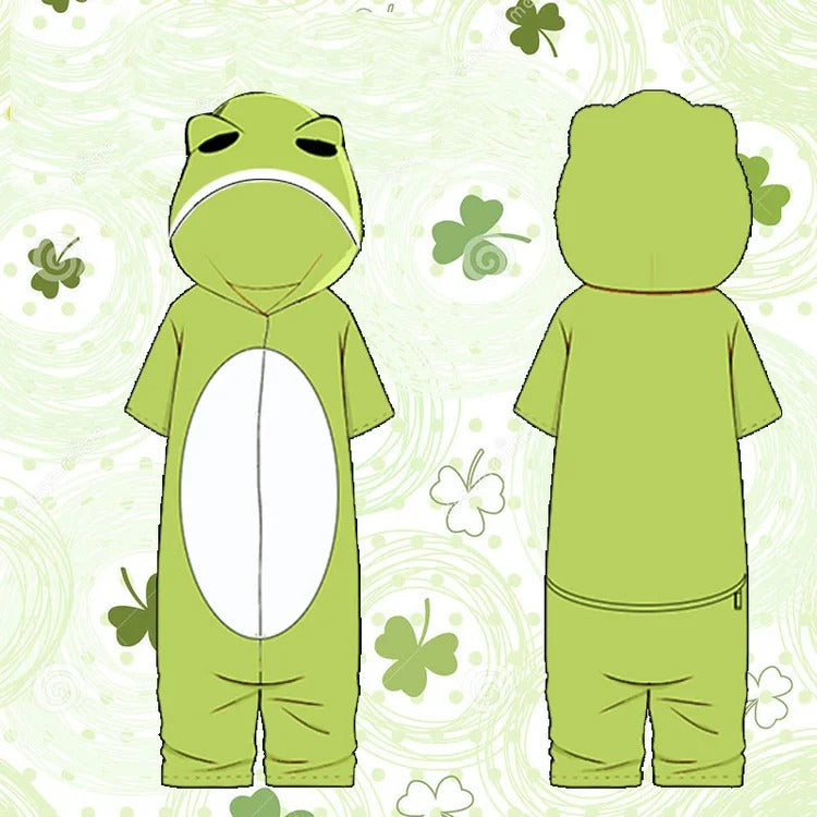 Kawaii Funny Traveling Frog Cosplay Jumpsuit Pajamas