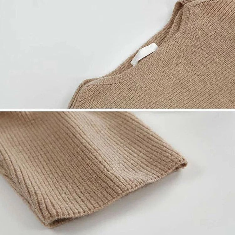 Cross Knit Sweater Shirt Denim Pants Three Piece Set