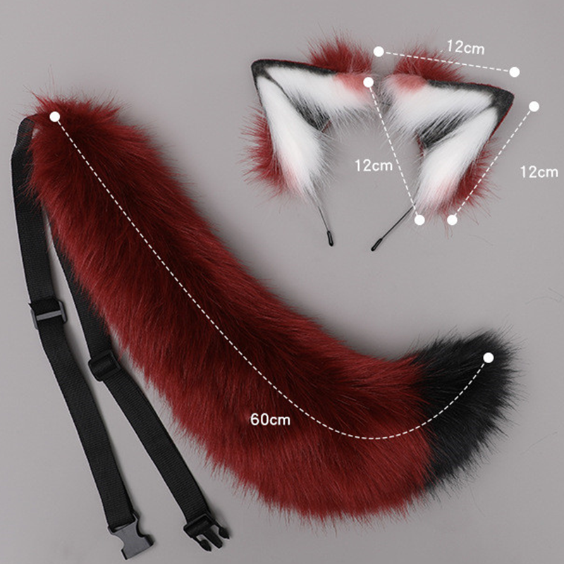 Anime Fox Ears Tail Headband Cosplay Costume Accessory Two Piece Set