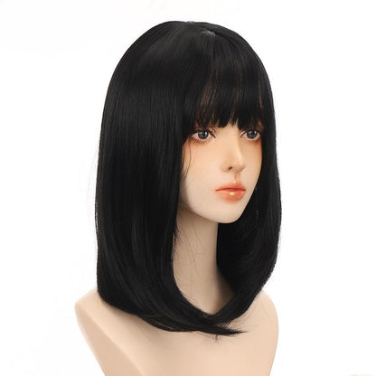 Punk Goth Short Straight Wigs With Bangs