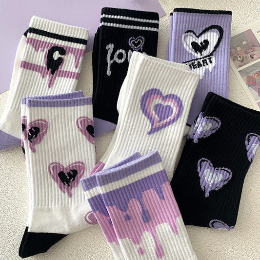 Harajuku Retro Hip Hop Love Heart Socks