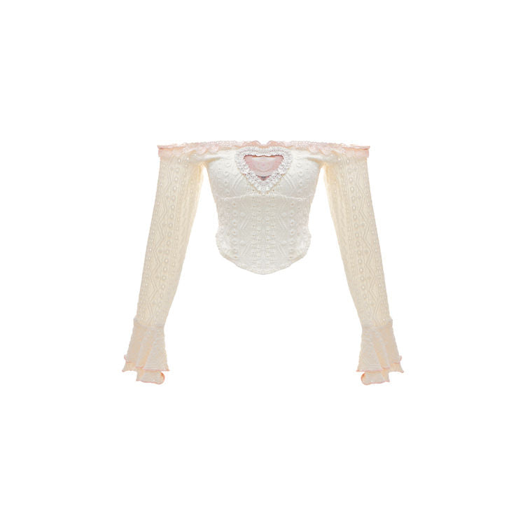 Kawaii Crop Top Love Heart Blouse Vest Mini Skirt Three Piece Set