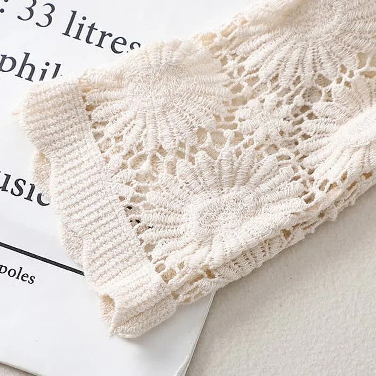 Crochet V-Neck Cardigan Vintage Floral Print Slip Dress Two Piece Set