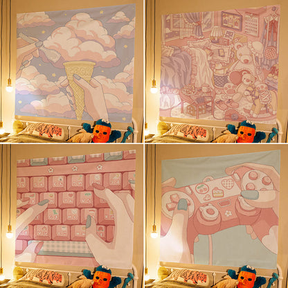 Kawaii Cartoon Gaming Room Decor Wall Tapestry