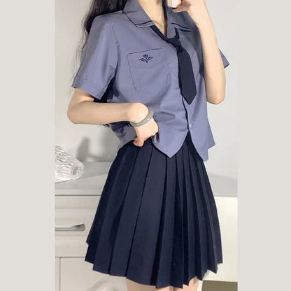 Pocket Tie Polo T-Shirt Pleated Skirt JK Uniform