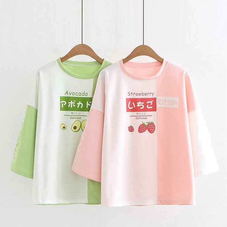 Kawaii Fashion Strawberry Avocado T-Shirt