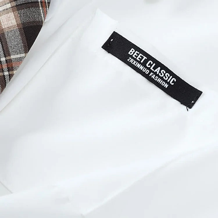 Pocket Tie Letter Shirt Denim Overalls Pants Two Piece Set