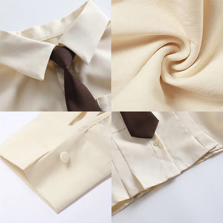 JK Pockets Tie Polo T-Shirt Irregular Lace Up Suspender Dress