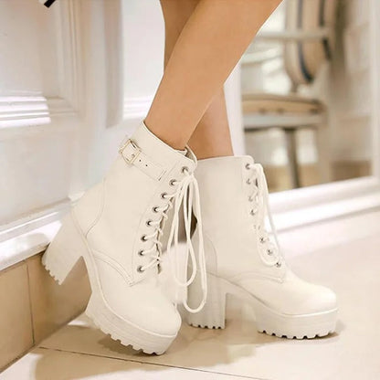 Preppy Chic Lace-Up High Heel Cosplay Boots