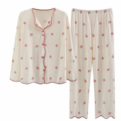 Fruit Floral Print Cotton Home Pajamas Set