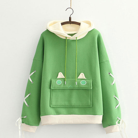 Kawaii Cartoon Dinosaur Mood Pocket Sweatshirt Hoodie