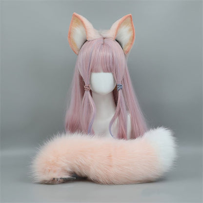 Plush Fox Ears Tail Cosplay Headband Accessory Two Piece Set