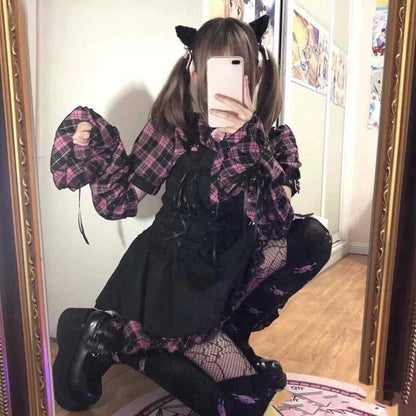 Harajuku Lolita Paw Shirt Dress Set
