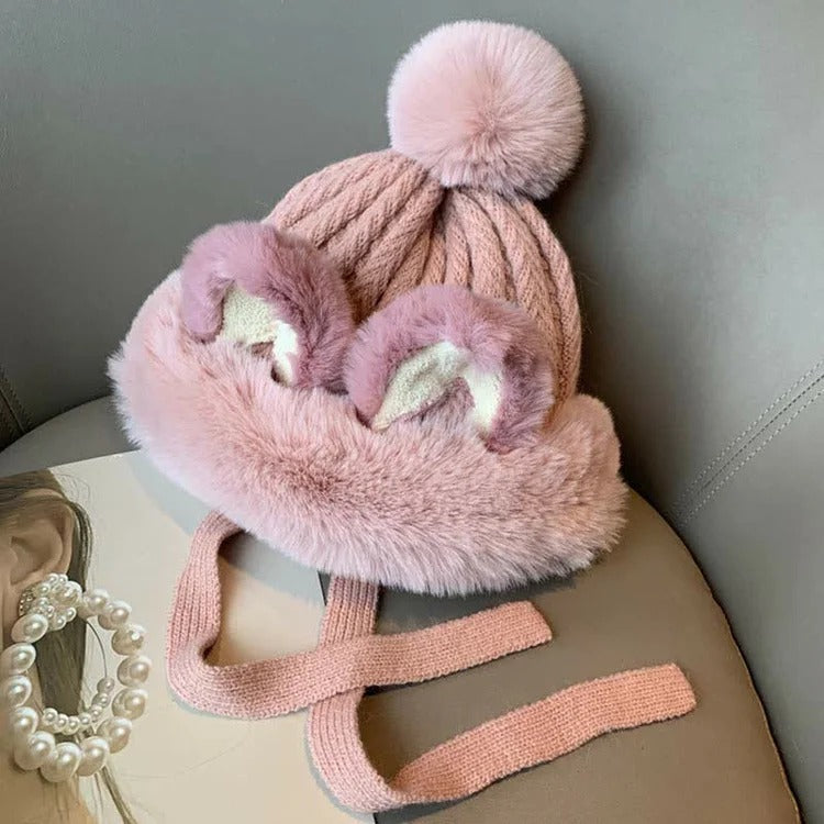 Kawaii Cute Fox Ears Knit Plush Hat