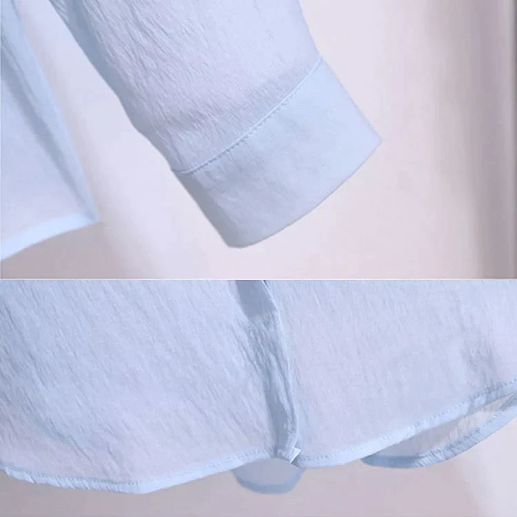 Pure Color Casual Lapel Shirt Cami Top Ripped Denim Shorts