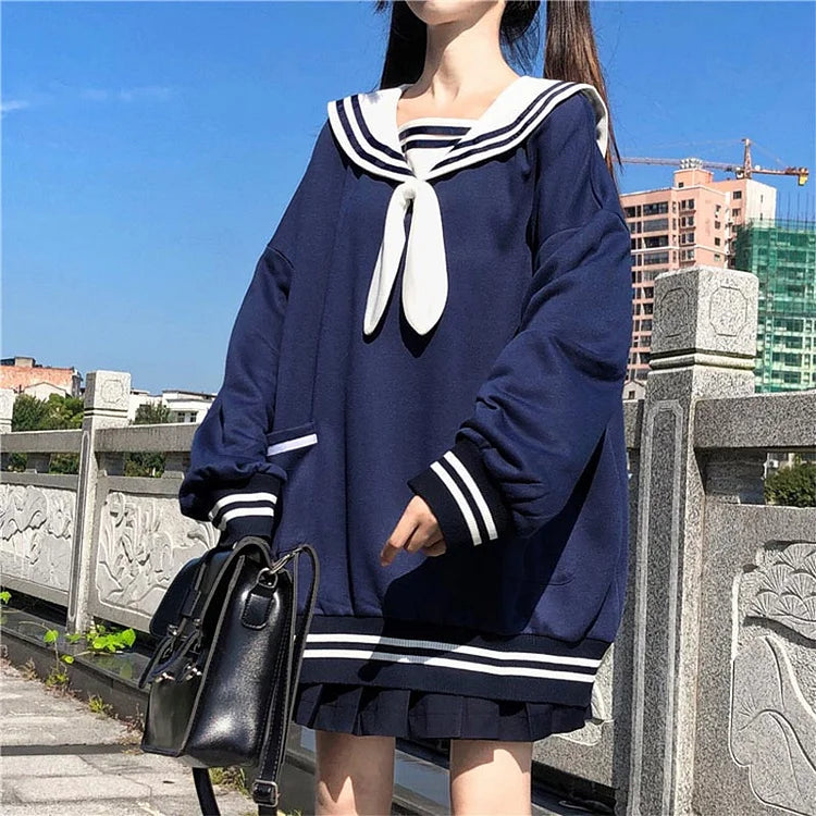 Kawaii Bunny Ears Sailor Collar Lolita Sweatshirt