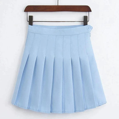 Casual Pleated High Waist Button Mini Skirt