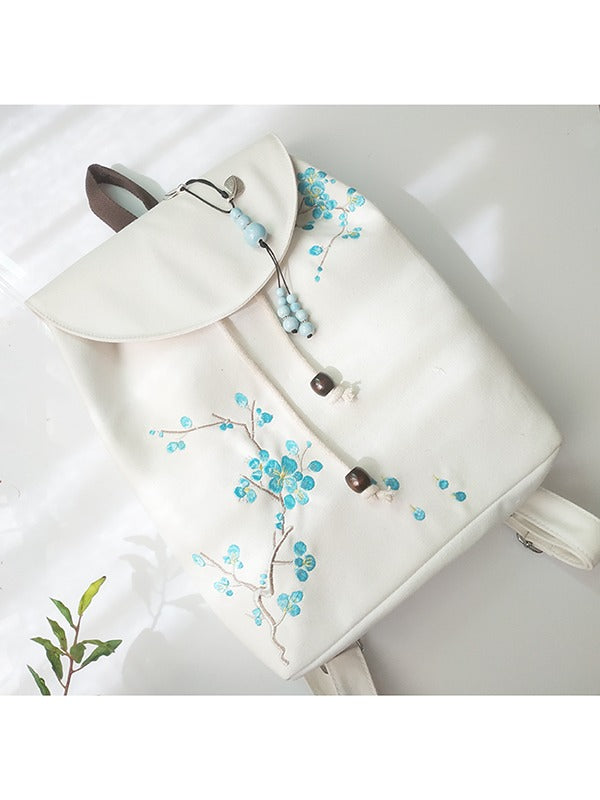 Vintage Flower Beads Embroidery Backpack