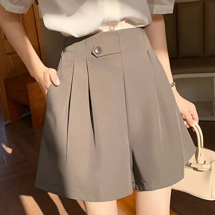 Chic High Waist A-Line Pure Color Shorts