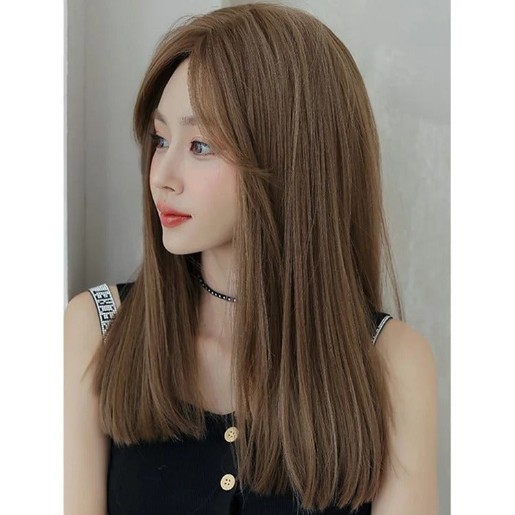 Fashion Long Straight Light Brown Wig With Bangs