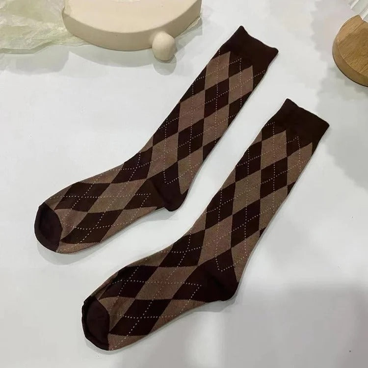 JK Rhombus Pattern Print Socks