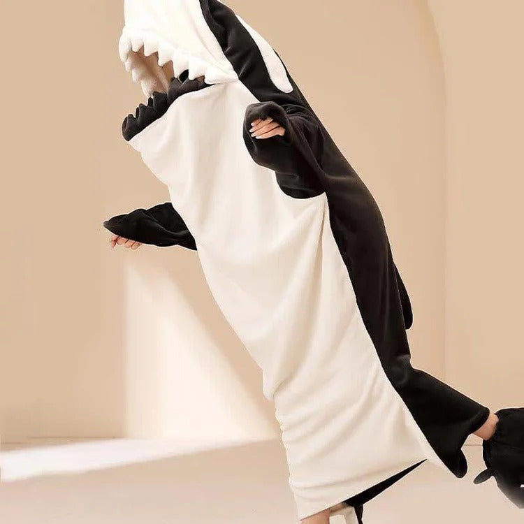 Kawaii Killer Whales Hooded Jumpsuit Pajamas