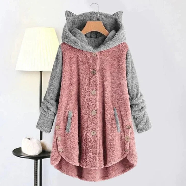 Fleece coat hoodie sales with cat ears