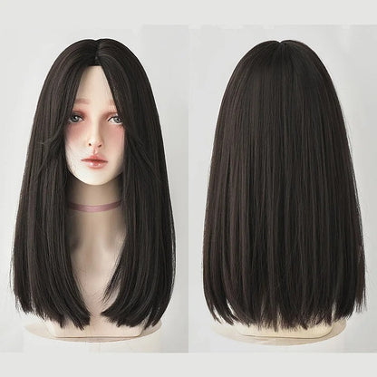 Fashion Long Straight Light Brown Wig With Bangs