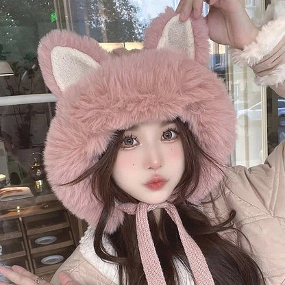 Kawaii Cute Fox Ears Knit Plush Hat