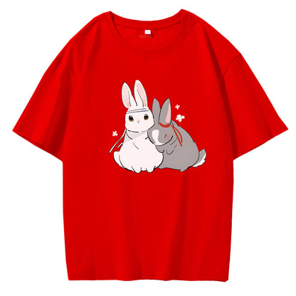 Kawaii Harajuku Rabbit Couple Print T-Shirt