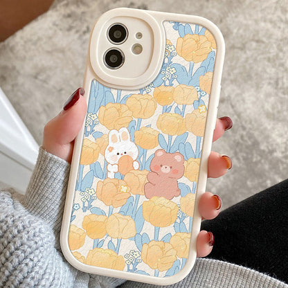 Kawaii Cartoon Flower Bunny Bear Friends iPhone Case
