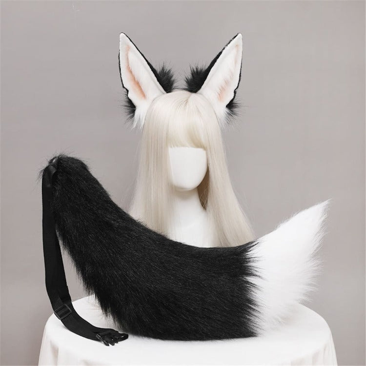 Plush Fox Long Ears Tail Cosplay Headband Accessory Two Piece Set