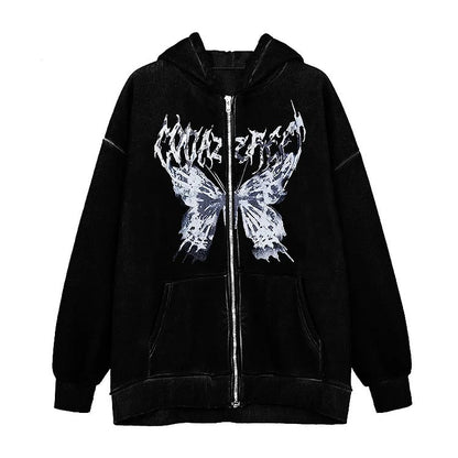 Y2K Darkness Butterfly Hoodie Jacket