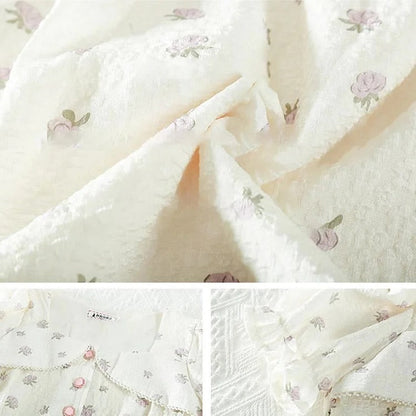 Vintage Pearl Collar Floral Print A-line Dress