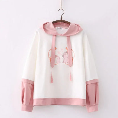 Kawaii Bunny Sakura Print Sweatshirt Hoodie