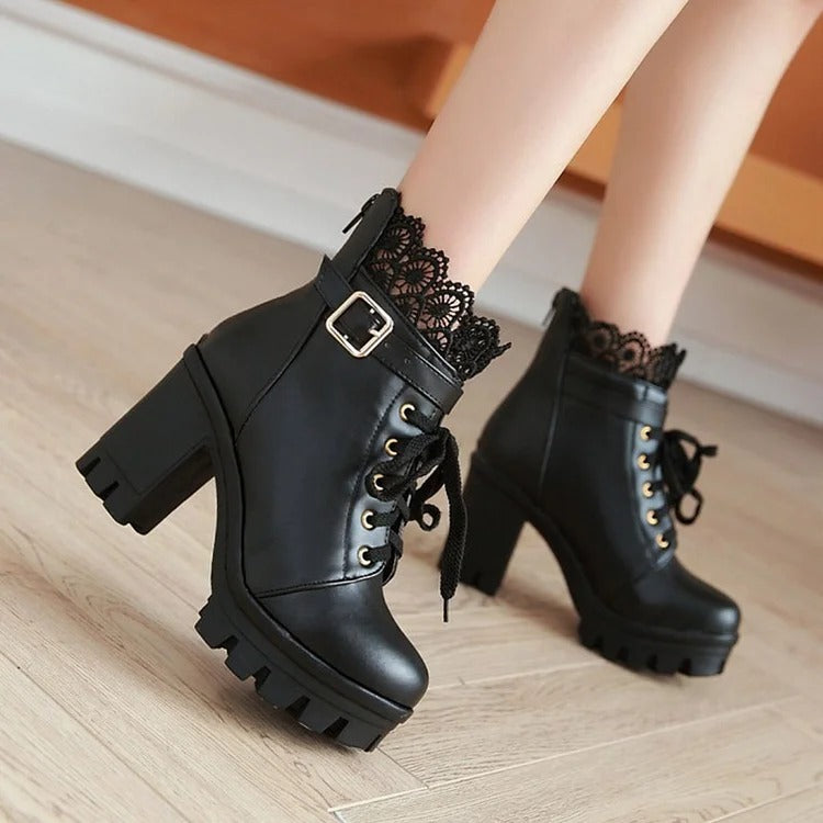 Lolita Hollow Lace High Heel Cosplay Boots