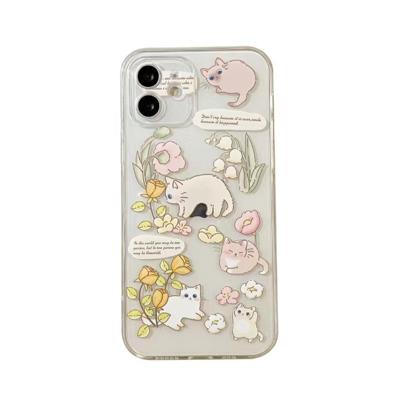 Kawaii Cartoon Kitty Flower iPhone Case
