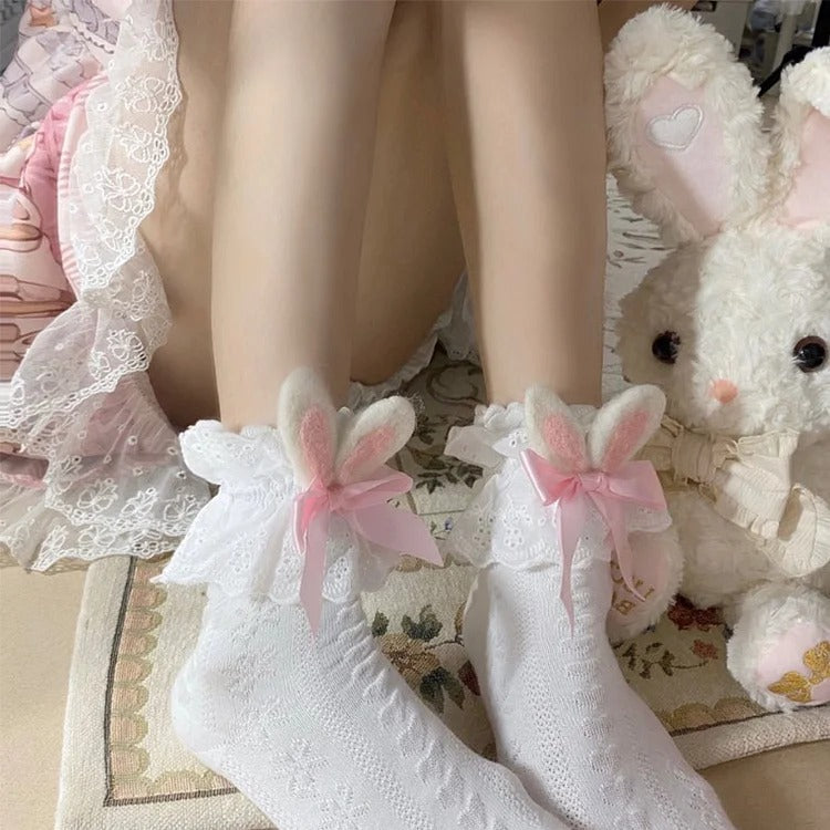 Kawaii Sweet Bunny Ears Bow Ankle Socks