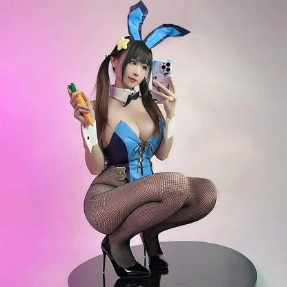 Cosplay Bunny Bow Tie Lace Up Jumpsuit Lingerie Set