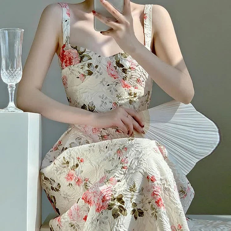 Chic Vintage Floral Print A-line Slip Dress