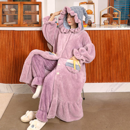 Kawaii Magic Witch Plush Hooded Pajamas Set